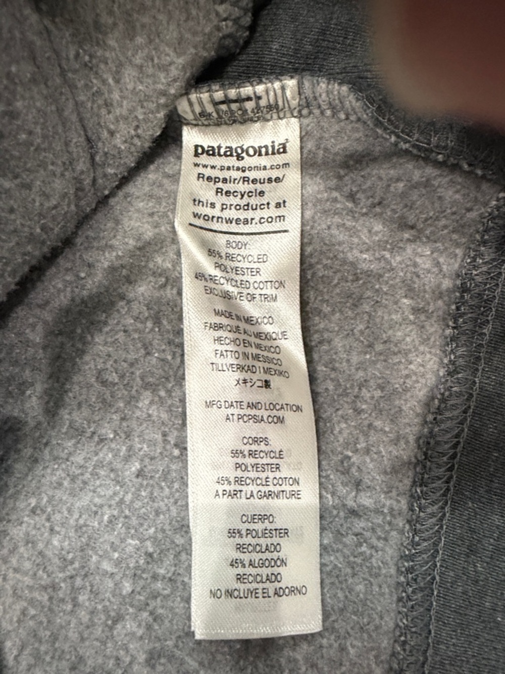 Patagonia,Size,XL,Men's Gray Hooded Sweatshirt with Multicolor Stripe - Picture 13 of 16